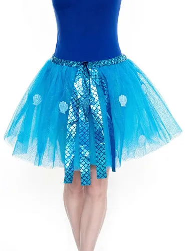 Metamorph Kostüm Meerjungfrau Tutu blau - Kostüm für Fasching und Karneval, glitzernder Tüllrock für einen zauberhaften Auftritt als Meeresbewohnerin.