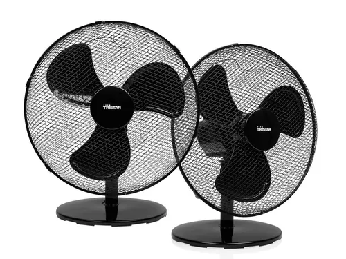 Tristar Tischventilator 2er SET, leise Mini Raumlüfter Ø40cm - Praktisches 2er SET Tischventilatoren mit 40cm Durchmesser. Ideal für frische Brise im Büro oder Wohnzimmer. Neigbar und oszillierend für optimale Luftverteilung. Leiser Betrieb mit 56,82 dB für angenehme Nutzung.