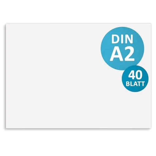 Blanko Schreibtischunterlage I DIN A2 I 40 Blatt I aus Papier zum Abreißen I Skizzenblock I zum Beschreiben und Bemalen I Zeichenblock I Papierunterlage I Bastelunterlage I FSC I XL-Malblock I dv194