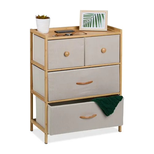 Bambuskommode mit 4 Schubladen - Stilvolle Flurkommode aus Bambus, ideal für Ordnung im Flur, Schlafzimmer oder Wohnzimmer. Mit 4 geräumigen Schubladen bietet sie viel Stauraum und ist ein echter Hingucker.