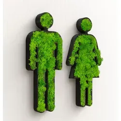 Frau + Mann WC Türschild Moos - Selbstklebendes Toilettenschild - Türschilder aus hochwertigem PLA mit konserviertem Islandmoos, pflegeleicht und umweltfreundlich, handgefertigt in Deutschland.