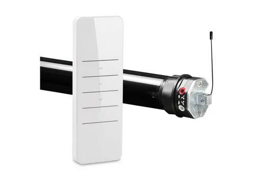 Funk Mechanischer Rolladenmotor PR4 13/14-40 - Rollladenmotor mit 13 Nm Zugkraft für 36 kg, ideal für einfache Nachrüstung oder Neuinstallation. Inkl. 1-Kanal-Handsender für kabellose Bedienung und mechanische Endabschaltung.