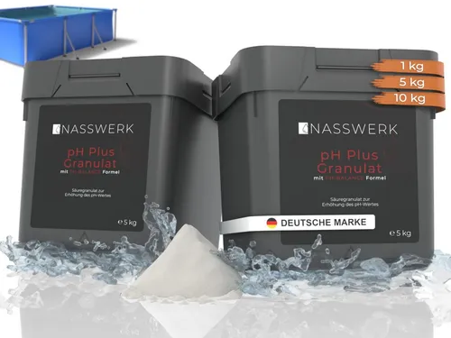 Nasswerk® Poolpflege pH-Plus Granulat 10 kg - Effektiver pH-Wert Heber für Pools und Whirlpools, schnell löslich und ideal zur Regulierung des WasserpH. Sicher verpackt im wiederverschließbaren Beutel.
