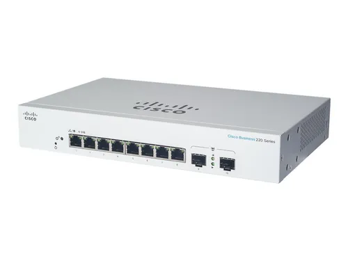 Cisco Switch Business 220-Series 10-Port 1GbE PoE Smart Managed - Managed Switches mit 10 Ports und 130W PoE, ideal für wachsende Unternehmen, die eine zuverlässige Netzwerkverbindung benötigen.