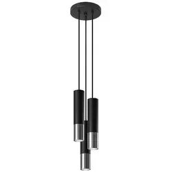 Sollux SL.0943 Pendelleuchte LOOPEZ 3P schwarz/Chrom - Lampen - Elegante Pendelleuchte in Mattschwarz mit Chromakzenten, ideal für stilvolle Beleuchtung über Esstischen oder in Fluren, vereint minimalistisches Design mit funktionaler Ästhetik.