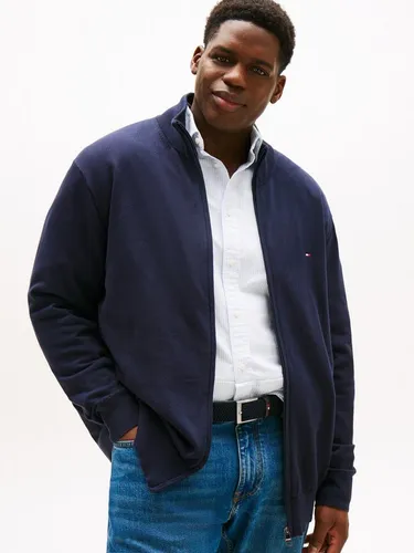 Tommy Hilfiger Herren Pullover Essential Cotton Zip Thru - Pullover für Herren, aus 100% Baumwolle, ideal für den Übergang und Winter, hoher Tragekomfort und vielseitig kombinierbar, perfektes Freizeit- und Büro-Outfit.