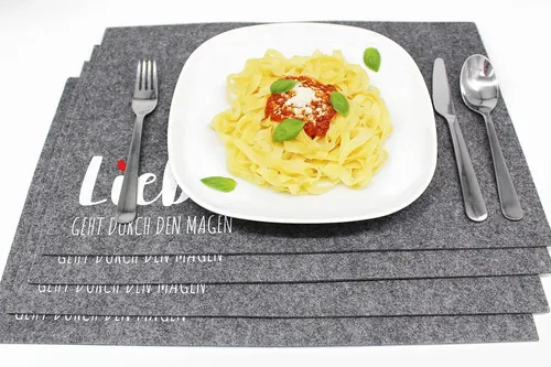 4er Set Tischset Platzset Platzmatten LIEBE grau abwaschbar Platzmatte 33x45