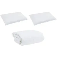 vidaXL Bettdecke Set mit Kissen 240x200 cm - Winter-Bettdecken-Set mit 2 Kissen für optimalen Komfort und Wärme. Ideal für kalte Nächte, maschinenwaschbar und stylisch in Weiß.