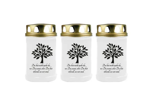 HS Candle Grabkerze (3-tlg), Grabkerze Brenndauer 40 Stunden viele vers. Variationen und Motive