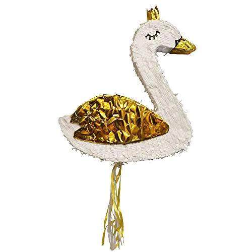 Amscan 9907509 - Pull Pinata Schwan, Größe 40 x 46 x 7 cm, befüllbar mit kleinen Geschenken oder Süßigkeiten, perfekt für Kindergeburtstag und Mottoparty, Dekoration