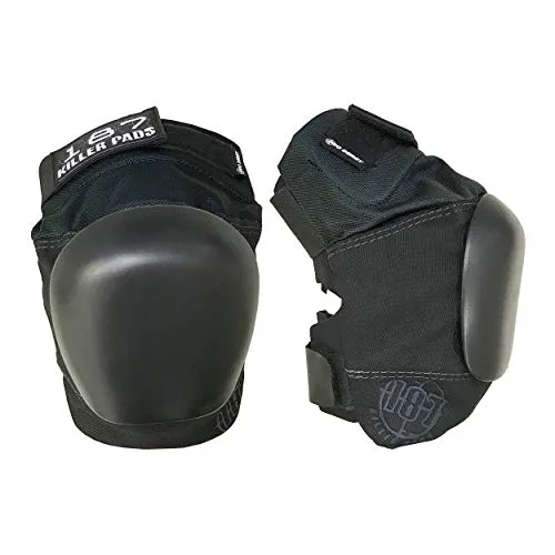 Killer Pads Schutzausrüstung Kneepads Pro Derby, Schwarz, L - Knieschoner für Skateboarder mit revolutionärem Cap System, das den Wechsel der Schutzkappen ermöglicht, und einer dreischichtigen Konstruktion für maximalen Komfort und Sicherheit.