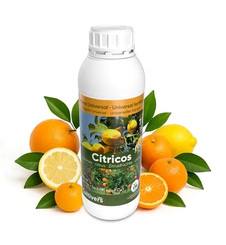 CULTIVERS Flüssigdünger für Zitruspflanzen Bio 1 L NPK Eisen Zink Kupfer Mangan Molybdän Bor + 6% Aminosäuren. Dünger für Zitronenbaum Orangenbaum Mandarinenbaum Grapefruit