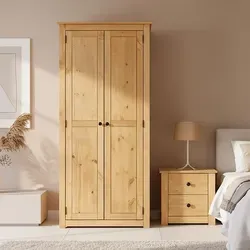 CARO-Möbel Kleiderschrank CANCUN aus Kiefer Massivholz - Kleiderschrank aus robustem Kiefer Massivholz mit 2 Türen, ideal für stilvolle Aufbewahrung und viel Platz für Kleidung.