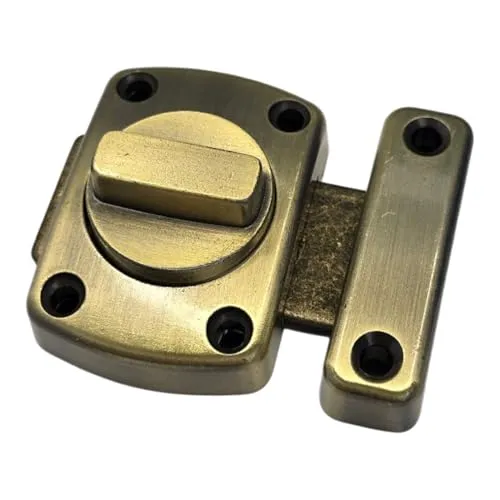 cyclingcolors Türriegel Diebstahlsicherung mit Schrauben Modell 55 mm Drehverschluss Sicherheitsriegel Metall Badezimmer Schlafzimmer WC Möbel Schrank Schranktür, messing