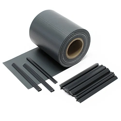 Wiltec Sichtschutz Streifen, 35mx19cm anthrazit aus PVC 450g/m², mit 20 Clips, Zaunfolie