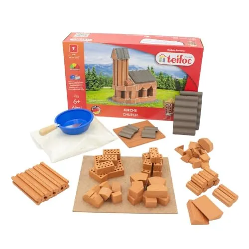 Eitech Teifoc Steinbaukästen Kirche 4025 - Konstruktionsspielzeug für kreative Bauprojekte, 70-teiliges Set aus hochwertigem Stein, ideal für Kinder ab 6 Jahren und fördert die Feinmotorik.