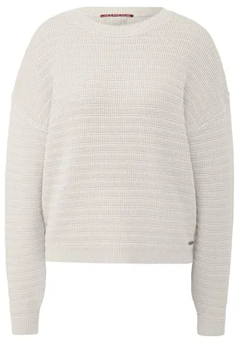 QS Longpullover Strickpullover beige XXL (44) - Herren-Pullover aus hochwertigem Baumwollmix, ideal für gemütliche Tage, mit modernem Strukturmuster und lässigem Schnitt.