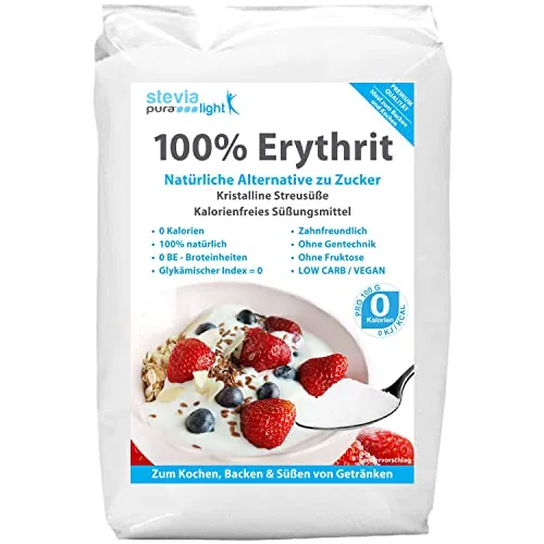 Erythrit - Zuckerfreie Süße für jede Gelegenheit - Zucker Alternative zum Kochen & Backen, kalorienfrei und vegan, ideal für Diabetiker und zahnfreundlich, ohne Gentechnik.