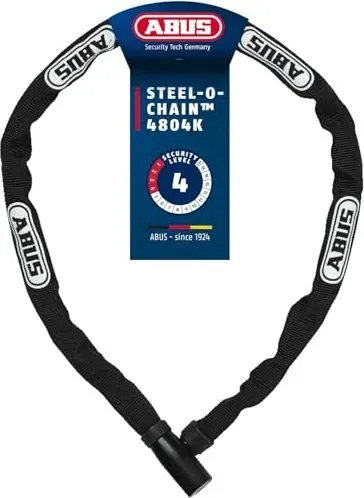 Abus Steel-O-Chain™ 4804K/75 Fahrradschloss, schwarz - Fahrradschlösser mit robustem Stahlband für hohe Sicherheit und Flexibilität, ideal für Stadtfahrten und längere Abstellzeiten.