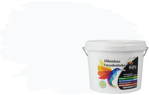RyFo Colors Silikonharz Fassadenfarbe Lotuseffekt - Trend Weißtöne Signalweiß 3l - Hochwertige Silikonharz-Fassadenfarbe für den Außenbereich, extrem wetterbeständig und langlebig. Mit Lotuseffekt für schmutz- und wasserabweisende Oberflächen, ideal für professionelle Anwendungen.