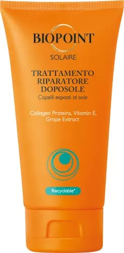 Biopoint Solaire After-Sonne-Reparatur-Behandlung mit Vitamin E, Kontrast gegen Trockenheit und Sonnenstress, regenerierende und feuchtigkeitsspendende Wirkung, spendet Weichheit und Ernährung, 150 ml