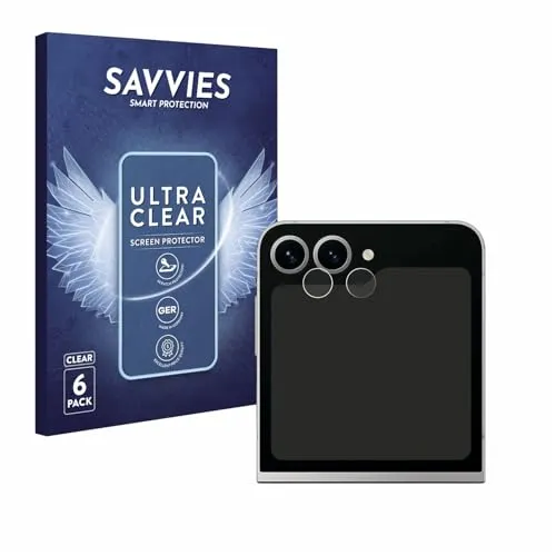 Savvies 6 Stück Schutzfolie für Samsung Galaxy Z Flip 6 (NUR Kameraschutz) Displayschutz-Folie Ultra-Transparent