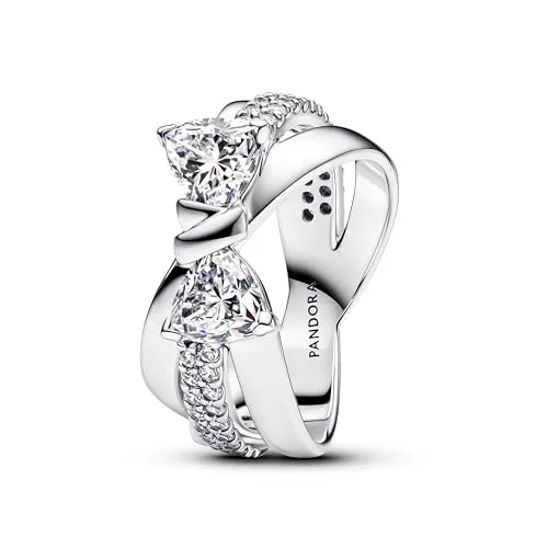PANDORA Timeless Funkelnde Schleife Ring aus Sterling Silber mit Zirkonia, Größe: 54 - Ringe für Damen, elegantes Schleifenmotiv mit funkelnden Zirkonia, ideal für festliche Anlässe und Alltagslooks – ein perfektes Geschenk!
