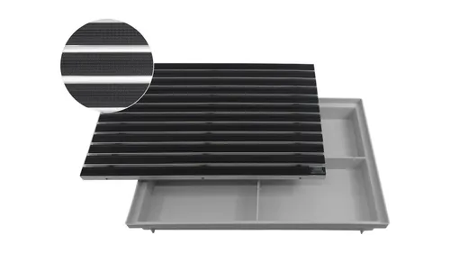 EMCO 60x40cm Gummi Eingangsmatte mit ACO Bodenwanne - Rutschsichere Fußmatte in elegantem Schwarz, ideal für drinnen und draußen. Mit geprüfter Qualität für optimale Sauberkeit im Eingangsbereich.