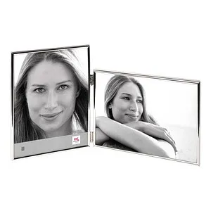 walther-design Bilderrahmen Chloe WD118S - 2x 13 x 18 cm, eleganter silberner Portraitrahmen aus Metall, ideal für stilvolle Präsentation von Fotos