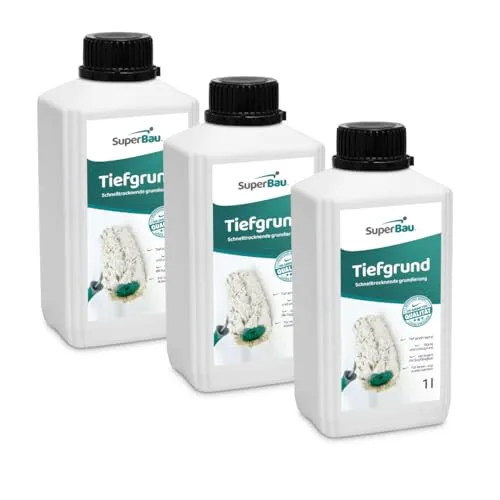 SuperBau Tiefgrund LF, Grundierung für Wand & Boden, Tiefengrund Innen & Außen, für Rigips Gipskarton Beton Estrich Putz OSB-Platten (3 Liters)
