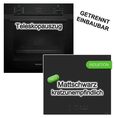 Siemens Herdset 3D Heißluft mit Induktionskochfeld MattBlack