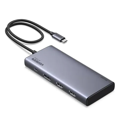 UGREEN Revodok Pro 308 Triple Display Docking Station - Dockingstation für tragbare Computer mit 8 Anschlüssen, 4K@60Hz Triple Display-Funktion und 100W PD-Schnellladung für maximale Produktivität.