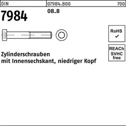 DIN 7984 Zylinderkopf-Schaftschraube M8x35, 200 Stück - Maschinenschrauben aus Stahl 8.8, ideal für präzise Anwendungen mit niedrigem Kopf und Innensechskant – perfekt für Ihren Bau- oder Reparaturbedarf.