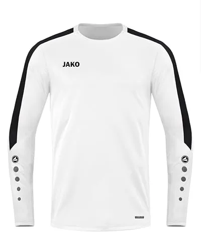 JAKO Herren Sweatshirt Power, Weiß, M - Unisex Sweatshirt für Herren und Damen, atmungsaktiv und warm, ideal für Outdoor-Sport mit hohem Tragekomfort und Bewegungsfreiheit.