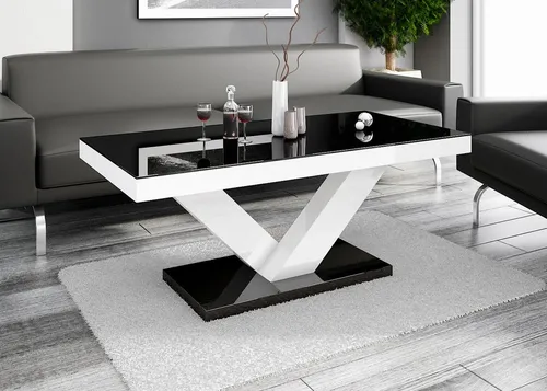 designimpex Couchtisch HV-888 Schwarz / Weiß Hochglanz