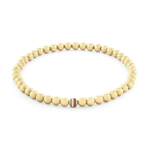 Tommy Hilfiger Jewelry Armband mit Schmuckperlen für Damen - Elegantes Damenarmband aus Edelstahl mit gelbvergoldeter Ionenplattierung, vielseitiger Stretchverschluss für optimalen Tragekomfort – das perfekte Accessoire für jeden Anlass!