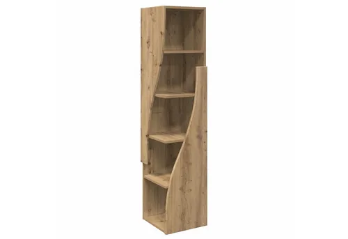 vidaXL Eckschrank Artisan-Eiche 32x32x140cm - Moderner Eckschrank aus Holzwerkstoff, ideal für platzsparende Lösungen. Mit 5 Regalen bietet er stilvollen Stauraum für Bücher und Deko, perfekt für jedes Wohnzimmer.