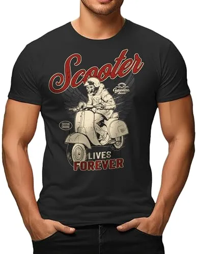 Herren T-Shirt für Motorroller Fahrer: Scooter Lives Forever