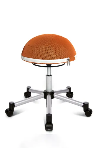 Topstar Sitness Drehhocker - Büro Fitnessstuhl in Silber/Orange - Bürostuhl mit höhenverstellbarem und drehbarem Design, ideal für aktives Sitzen und ergonomischen Komfort, max. Belastbarkeit 110 kg.