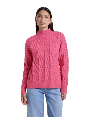 Strickpullover STREET ONE STUDIO, Damen, Gr. 40, rosa - Pullover für Damen mit klassischem Turtleneck und kuscheligem Tragekomfort – perfekt für die kalte Jahreszeit. Vielseitig kombinierbar und pflegeleicht.