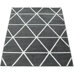 Paco Home Kurzflorteppich, Anthrazit, Textil, Rechteckig, 60x100 cm, strapazierfähig, für Fußbodenheizung geeignet, Teppiche & Böden, Teppiche