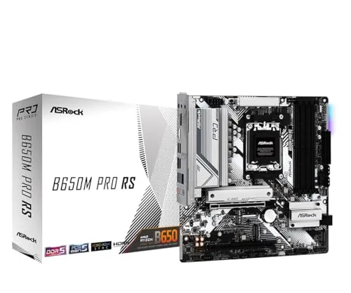 ASRock B650M Pro RS Mainboard - Sockel AM5, 4x DDR5 Speicherunterstützung, ideal für leistungsstarke Gaming-PCs