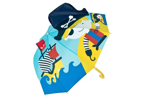 von Lilienfeld Pirat Kinderschirm 3D - Stockschirme mit 3D-Piratendesign, sicher für Kinder bis ca. 8 Jahre. Leicht, manuell zu öffnen und mit einem geschwungenen Griff für optimalen Halt. Perfekt für kleine Abenteurer!