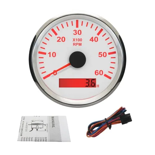 ELING wasserfester Drehzahlmesser und Tachometer, Messgerät, 0-6000 U/min, 85 mm, 9-32 V, mit Hintergrundbeleuchtung.