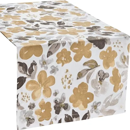 REDBEST Tischläufer Baumwolle beige-grau Größe 50x150 cm