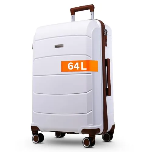 Cocoono Graz Koffer Mittelgroß 68 Liter Volumen - mit TSA Schloss, Koffer & Trolleys, Reisekoffer, Hartschalenkoffer, Reisekoffer mit Rollen, Trolley, Hartschalenkoffer mittelgroß, Koffer L (weiß, L)