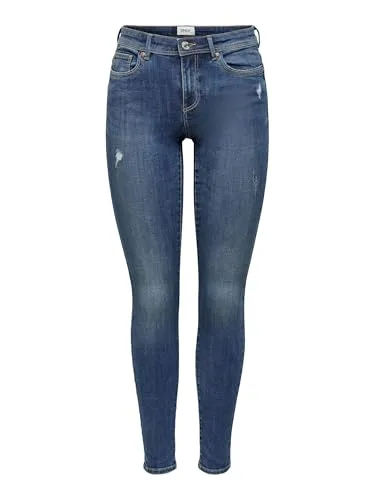ONLY Damen Onlwauw Life Mid Skinny Hose, Medium Blue, XL / 34L EU - Stylische Jeans mit mittlerer Taille und praktischen Taschen für einen lässigen Look, ideal für jeden Anlass.