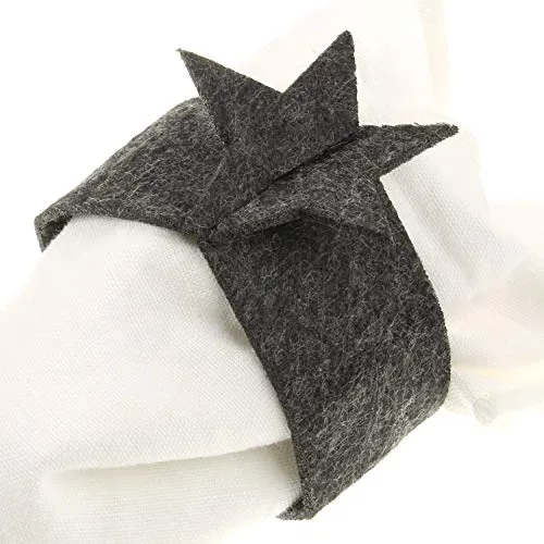 Macosa Home Serviettenring Weihnachtsdeko 8er Set edle Design Serviettenringe Stern, Filz, (Tischset Dinner Tisch Dekoration, 8-tlg., Tischdekoration Serviettenhalter Fest), in hellgrau und dunkelgrauWeihnachten Festliche