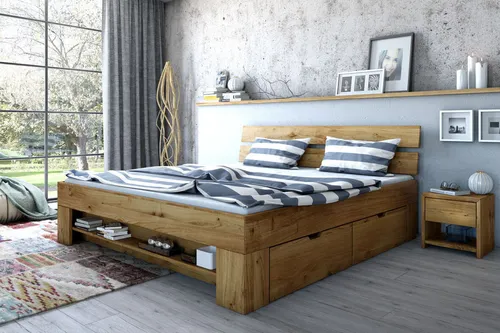 Futonbett Sarah Wildeiche Massiv 140x200cm von elfo