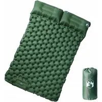 vidaXL Doppel-Isomatte mit Kissen Selbstaufblasend Grün - Isomatten für 2 Personen, selbstaufblasend mit integrierten Kissen für maximalen Komfort beim Camping. Wasserfest und langlebig, ideal für Outdoor-Aktivitäten.